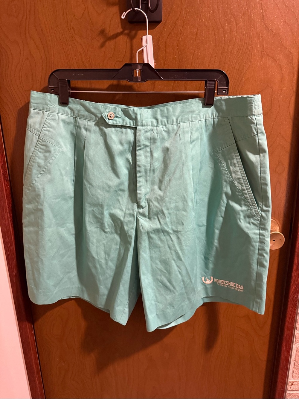 Head Mint Green Men’s Flat-Front Shorts with Horseshoe Bay Logo